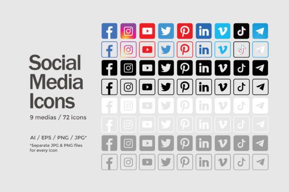 Download Square Social Media Icons Set - 72 Icons - Premium Resources